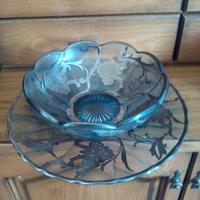 Antico centrotavola in cristallo e argento