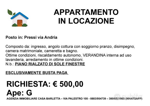 Appartamento arredato pressi via Andria