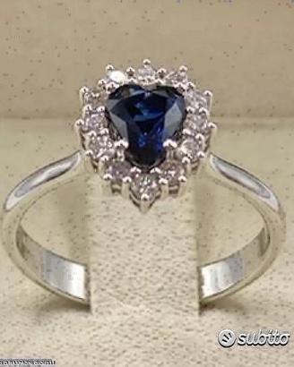 ANELLO ORO 18kt. CON DIAMANTI E ZAFFIRO CUORE