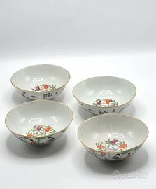 Quattro Ciotole in Porcellana Decorata – Cina, XX 