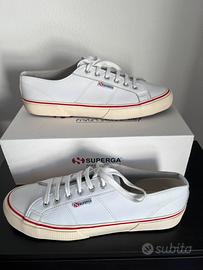 Superga 2490 Bold Pelle Bianca Rossa 46 US 12