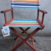 5 sedie in legno e tela rigato da giardino