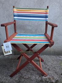 5 sedie in legno e tela rigato da giardino