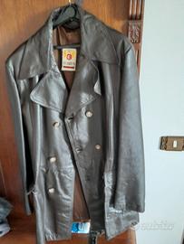 giacca vintage in pelle lucida uomo