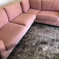 Divano angolare alcantara rosa antico