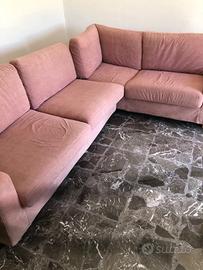 Divano angolare alcantara rosa antico