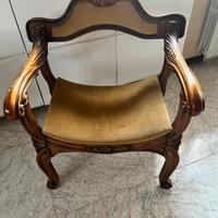 Poltrona legno e tessuto da camera