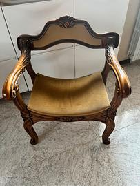 Poltrona legno e tessuto da camera