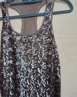 Top/ Canotta Paillettes Sweet Matilda Vintage tg M