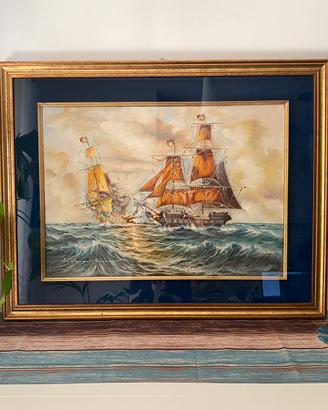 Quadro olio su tela 50x70 Battaglia Navale