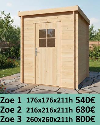 CASETTE DI LEGNO MODELLO ZOE - da 3 a 7 mq - 19mm