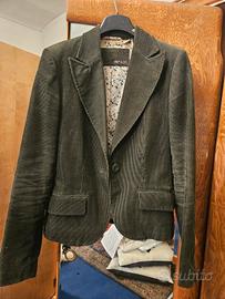 Giacca in velluto verde scuro foderata