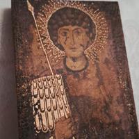 QUADRO ICONA LEGNO DIPINTA D'EPOCA CON ANGELO