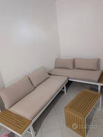 Salotto esterno set relax in alluminio ed effetto 