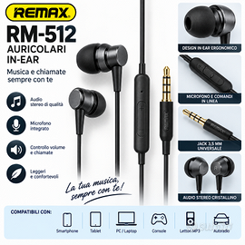 Cuffie Auricolari Originali Remax RM-512 Jack