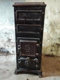 Stufa Legna Ghisa Colonna Francia Belgio Vintage