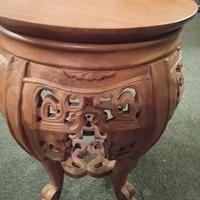 PICCOLO TAVOLINO PORTA VASO STATUA ORIENTALE LEGNO