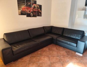 Divano Pianca in pelle nera 8 posti