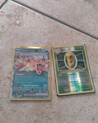 due carte Pokémon:Charizard ex e kakuna