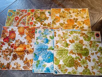 9 pezzi di tessuto vintage 100% cotone