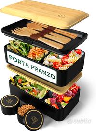 Porta Pranzo 1,2L, Lunch Box Ermetico 4 Scomparti