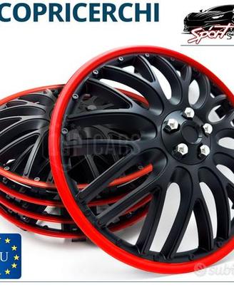 Copricerchi da 15 Coppette Sportive Nere Rosso