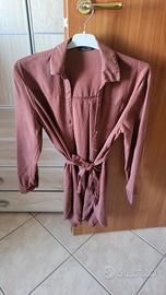 Camicia lunga vestito color mattone