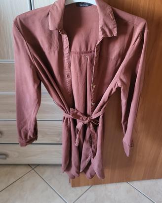 Camicia lunga vestito color mattone