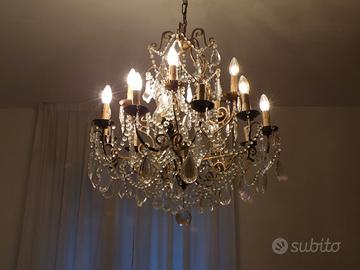 Grande Lampadario Vintage a Candelabro 8 Luci