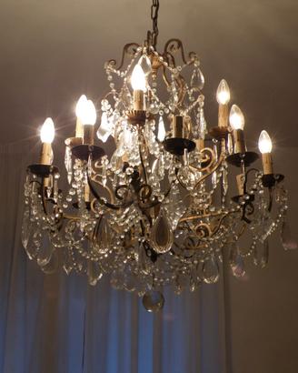 Grande Lampadario Vintage a Candelabro 8 Luci