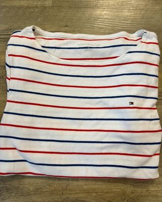 Maglia Tommy Hilfiger donna a righe bianche rosse
