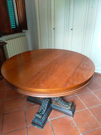 tavolo rotondo allungabile in legno antico