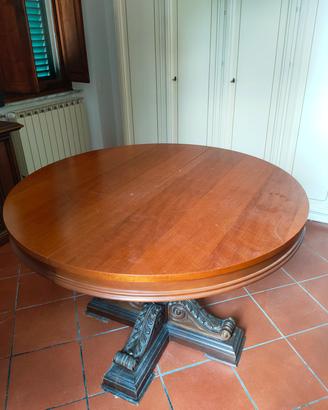 tavolo rotondo allungabile in legno antico