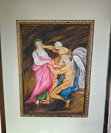 Dipinto Olio Allegoria Tempo Vecchiaia Bellezza Co