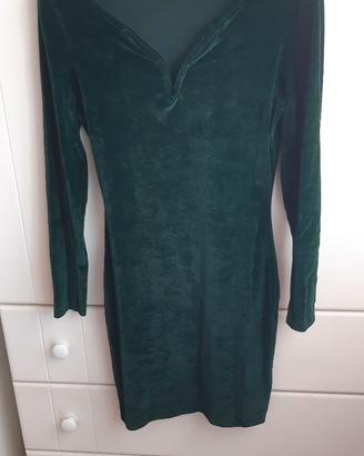 Abitino mini Verde Smeraldo velluto liscio elastic