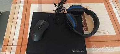 Cuffie, mouse e tappetino da gaming nuovi