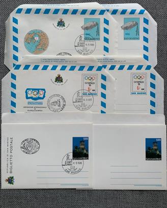 San Marini: aerogrammi + biglietto postale