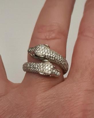 Anello argento pantere 