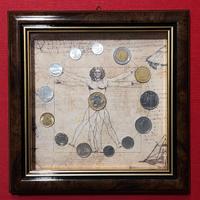Quadro monete lire autentiche con 1000 lire