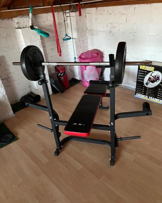 Panca Piana Multi Funzione + Pesi