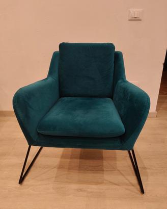 Poltrona velluto Maisons du Monde – Blu Petrolio