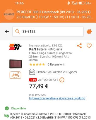 Filtro Aria motore  K&N 33-3122