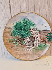 Piatto decorativo artigianale dipinto a mano 