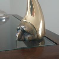 maschera  di pulcinella in ottone bronzato
