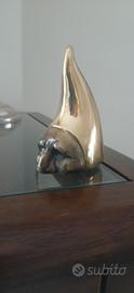 maschera  di pulcinella in ottone bronzato