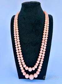Collana di corallo rosa chiusura in oro