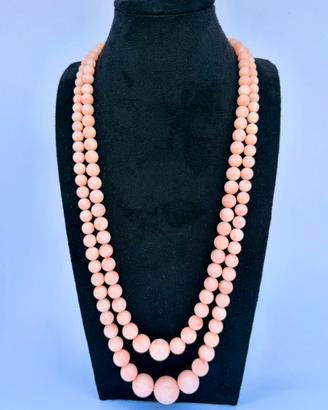 Collana di corallo rosa chiusura in oro