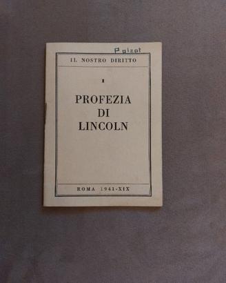 Libretto "PROFEZIA DI LINCOLN" 1941