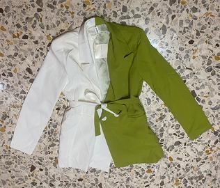 Giacca bicolore verde/bianca Tg.U