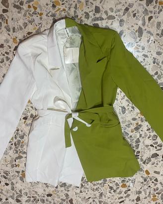 Giacca bicolore verde/bianca Tg.U